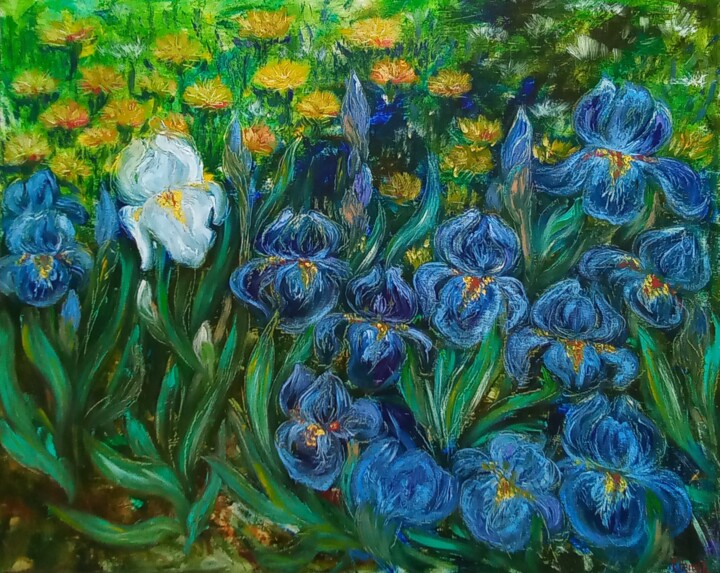 Pintura titulada "Abstrakt iris." por Elena Pimenova, Obra de arte original, Oleo