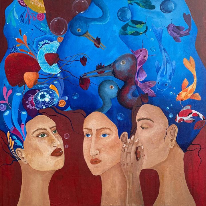 Картина под названием "Deep 2" - Elena Pitermann, Подлинное произведение искусства, Акрил Установлен на Деревянная панель