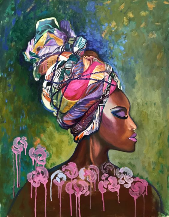 Pintura intitulada "Woman in the turban" por Elena Podmarkowa, Obras de arte originais, Óleo