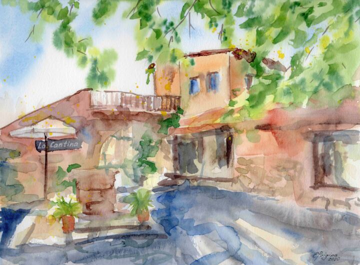 Peinture intitulée "Altos de Chavon, ci…" par Elena Poigina, Œuvre d'art originale, Aquarelle