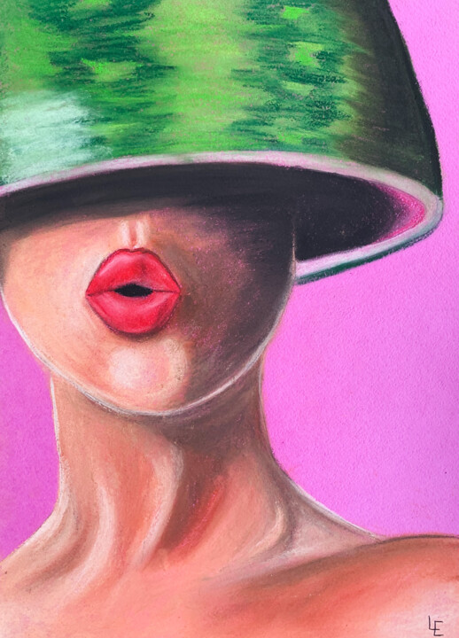 Drawing titled "Watermelon sexy red…" by Elena Polak, Original Artwork, Pastel