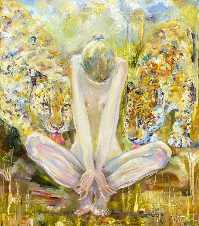 Картина под названием "The mistress of pre…" - Elena Reutova, Подлинное произведение искусства, Масло Установлен на Деревянн…