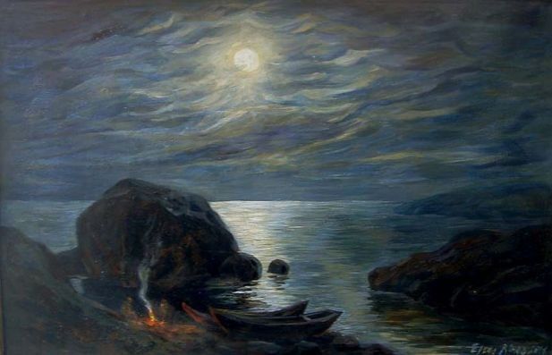Painting titled "Night" by Elena Ringo, Original Art,