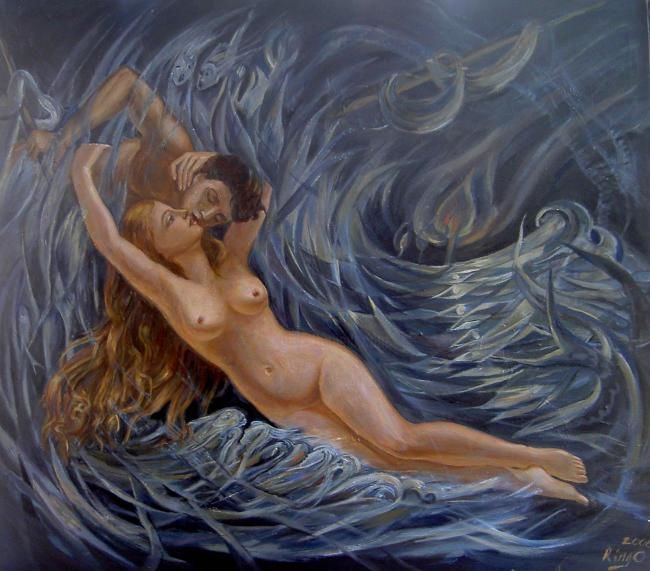 绘画 标题为“A Kiss of A Siren” 由Elena Ringo, 原创艺术品