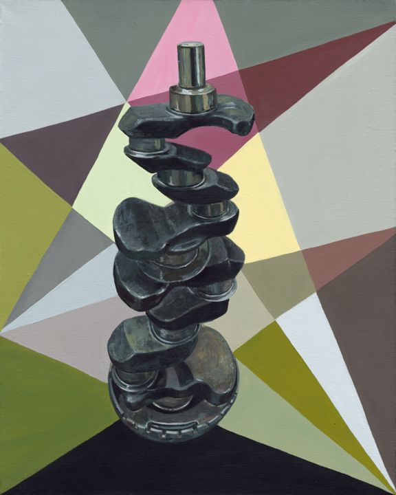 Painting titled "Crankshaft" by Elena Salomon, Original Artwork, Tempera