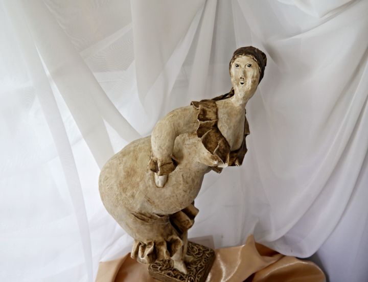Escultura intitulada "Грета" por Elena Sashina, Obras de arte originais