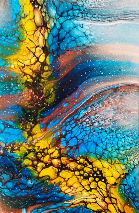 Peinture intitulée "όταν η ζωή γεννήθηκ…" par Elena Shturbabina, Œuvre d'art originale, Acrylique