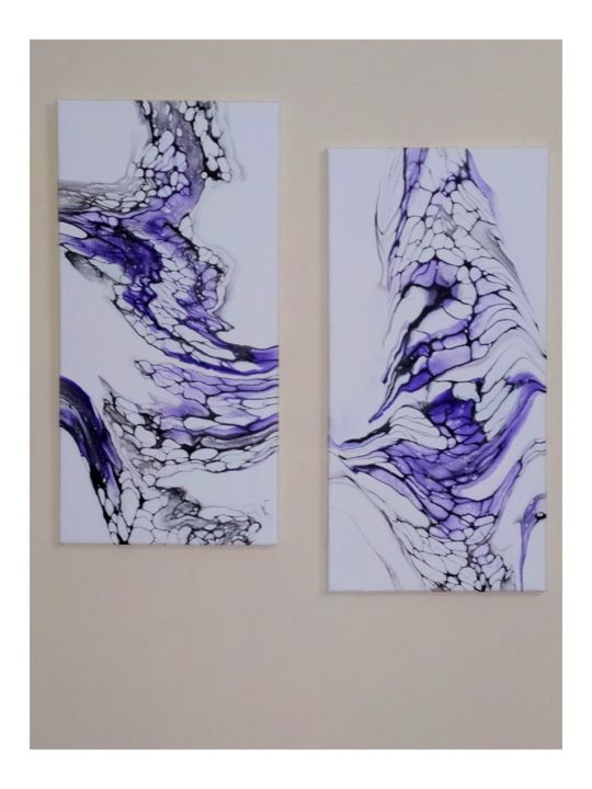 Pittura intitolato "purple bioforms" da Elena Shturbabina, Opera d'arte originale, Acrilico