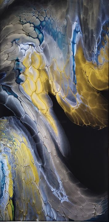 Schilderij getiteld "Golden angel" door Elena Shturbabina, Origineel Kunstwerk, Acryl