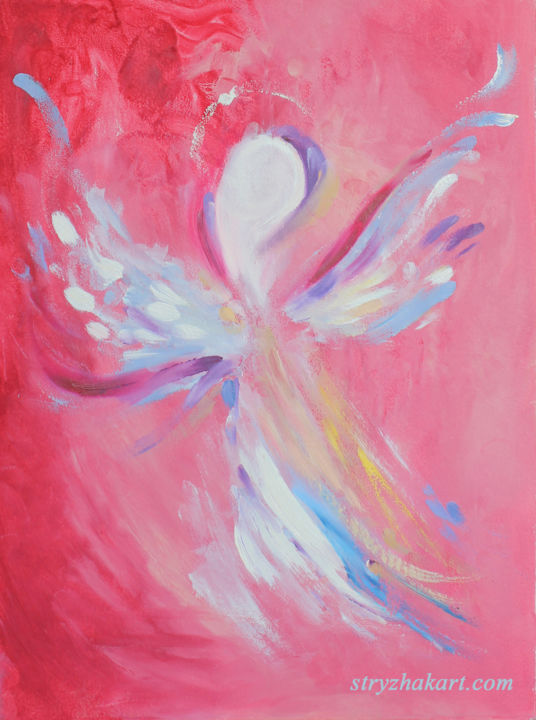 Pittura intitolato "angel-rose.jpg" da The Color Of Life, Opera d'arte originale, Olio