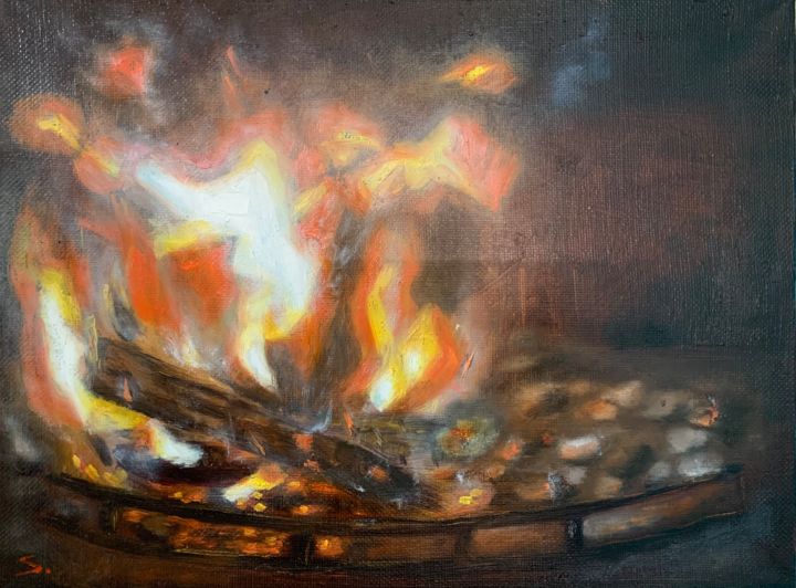 Картина под названием "«Ода огню»" - Elena Sushko, Подлинное произведение искусства, Масло