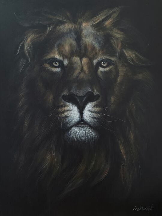 Peinture intitulée "Lion" par Elena Tregub, Œuvre d'art originale, Acrylique Monté sur Châssis en bois