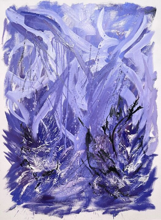 Painting titled "Violet abstract" by Elena Tretiakova, Original Artwork, Oil