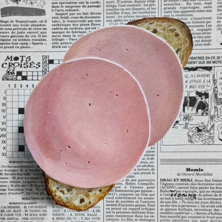 Malerei mit dem Titel "Wurst" von Elena Tronina, Original-Kunstwerk, Öl