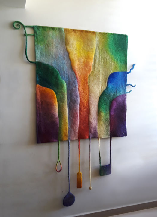 Art textile intitulée "Sounds and notes" par Elena Tzirulnik, Œuvre d'art originale, Fil