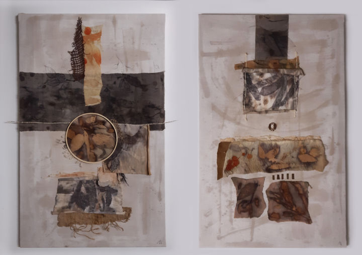 Collages titled "Patience and humili…" by Elena Tzirulnik, Original Artwork, Collages Mounted on Wood Stretcher frame