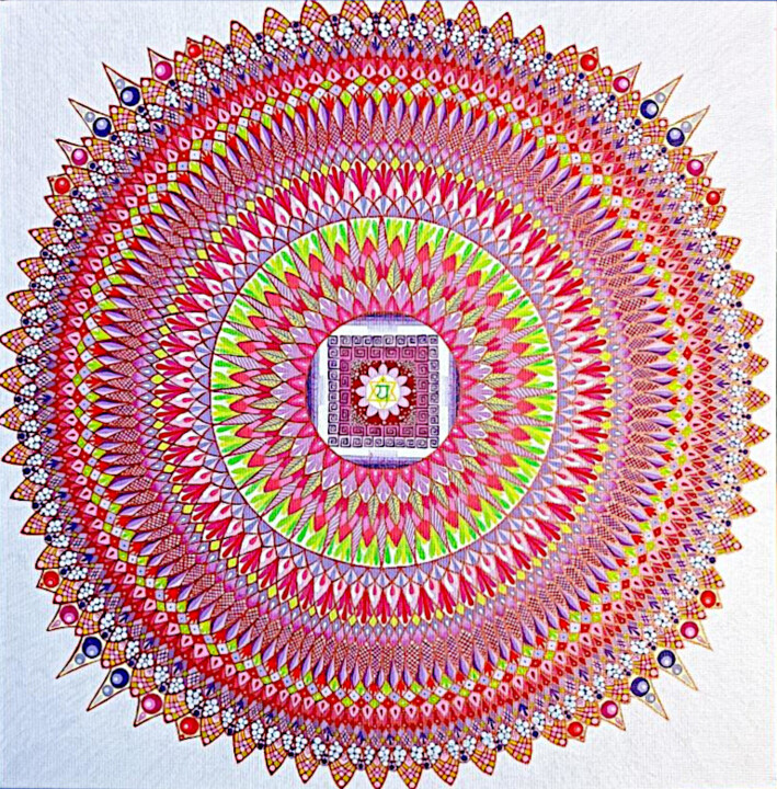 Картина под названием "Spring Mandala" - Elena Ulrich, Подлинное произведение искусства, Акрил