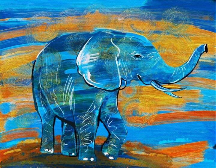 Цифровое искусство под названием "Elephant" - Елена Веденяпина, Подлинное произведение искусства, Карандаш