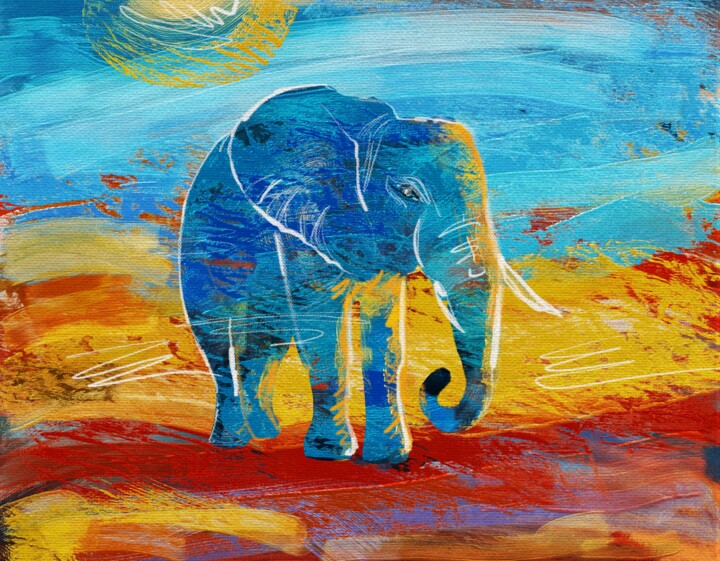 Arts numériques intitulée "Elephant2" par Elena Vedeniapina, Œuvre d'art originale, Crayon