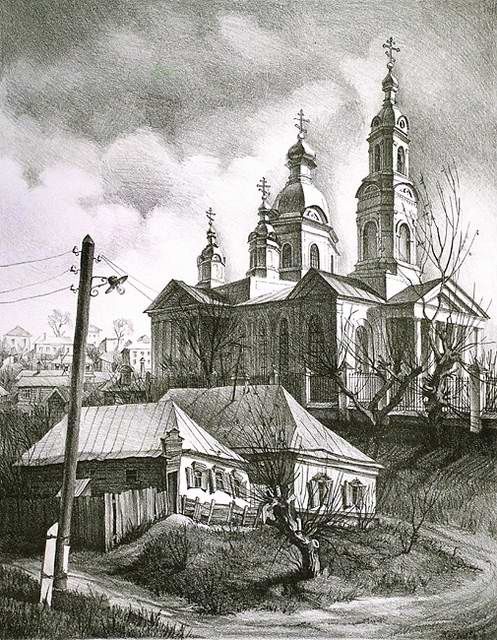 Drawing titled "Дорога к Храму 2" by Elena Zhiguliova, Original Artwork, Other