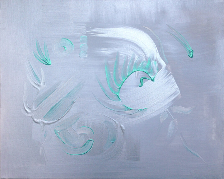 Painting titled ""Turquoise Touch"" by Elena Zimovets, Original Artwork, Acrylic