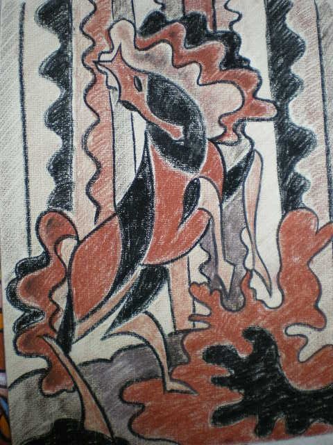 Dibujo titulada "Cheval cabré" por Elena Loukinykh-Passet, Obra de arte original