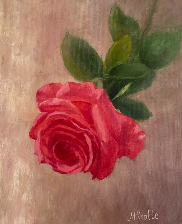 Malerei mit dem Titel "Cyclomen rose" von Elena Mikhailova, Original-Kunstwerk, Öl
