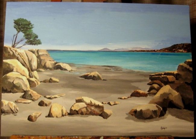 Painting titled "Spiaggia" by Elena Centonze, Original Artwork