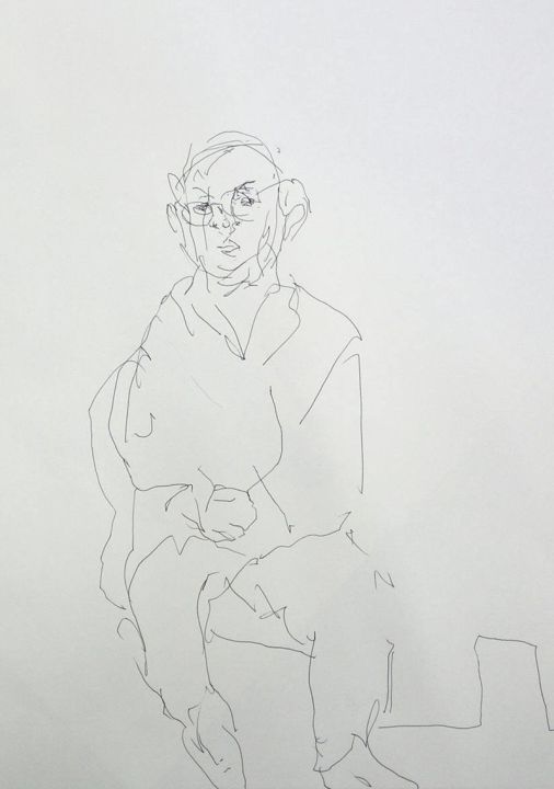 Drawing titled "Teacher" by Cocco, Original Artwork, Ballpoint pen