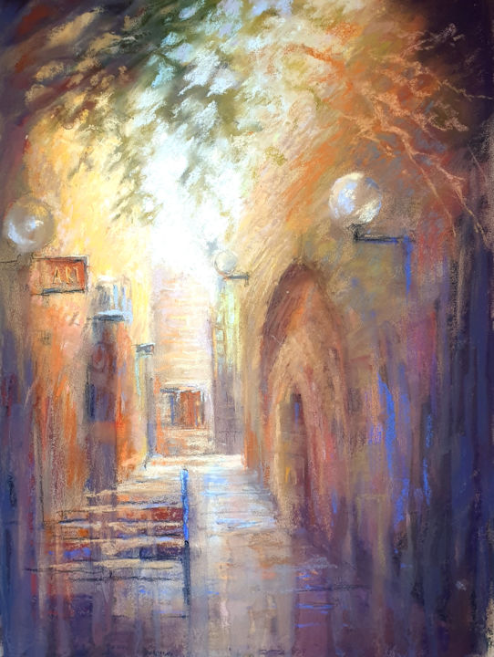 Painting titled "Cities Portraits. O…" by Elena Genkin, Original Artwork, Pastel