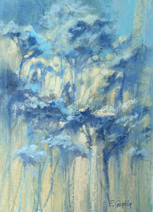 Painting titled "Queen Anne's lace" by Elena Genkin, Original Artwork, Pastel