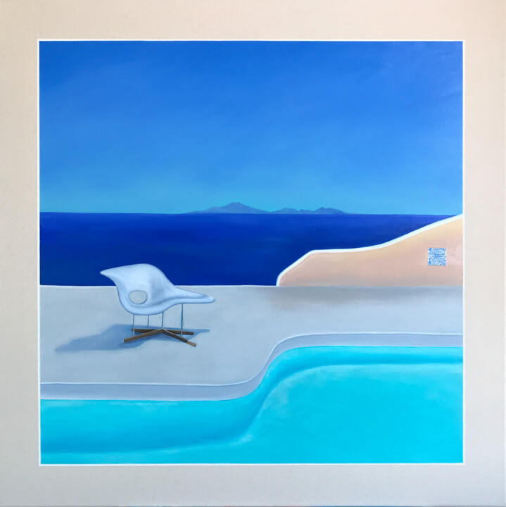 Painting titled "Like a bird" by Elenak., Original Artwork, Oil Mounted on Wood Stretcher frame