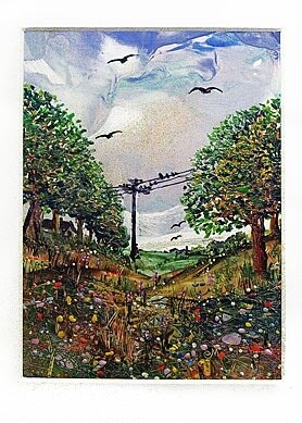 - summer landscahe - sommar landskap - - летний п - Painting, 23x35 cm ©2011 by Elena Martém -
Summer nature beautiful landscape with trees