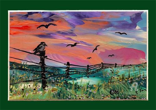 Pintura intitulada "Autumn sunset - Осе…" por Elena Martém, Obras de arte originais, Outro