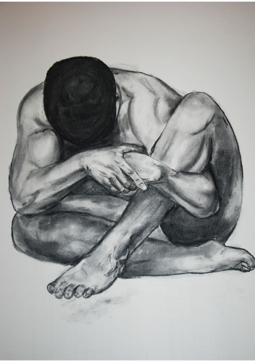 Drawing titled "model" by Elena Mclaren, Original Artwork, Charcoal