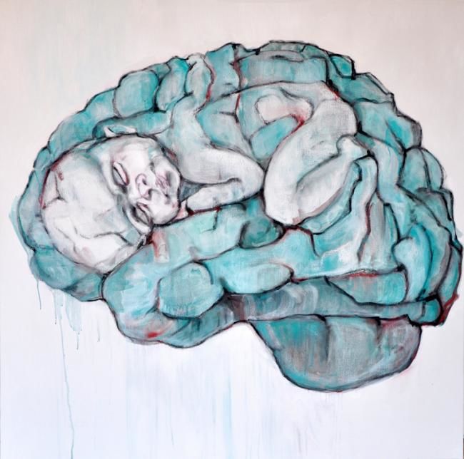 Peinture intitulée "brain" par Elena Menga, Œuvre d'art originale, Huile