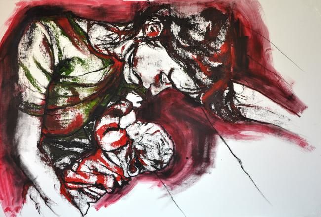 Peinture intitulée "double love" par Elena Menga, Œuvre d'art originale, Huile