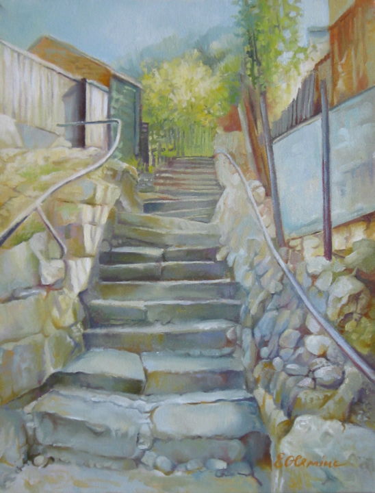 Painting titled "Step by step" by Elena Oleniuc, Original Artwork, Oil