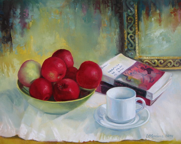 Painting titled "Summer apples" by Elena Oleniuc, Original Artwork, Oil