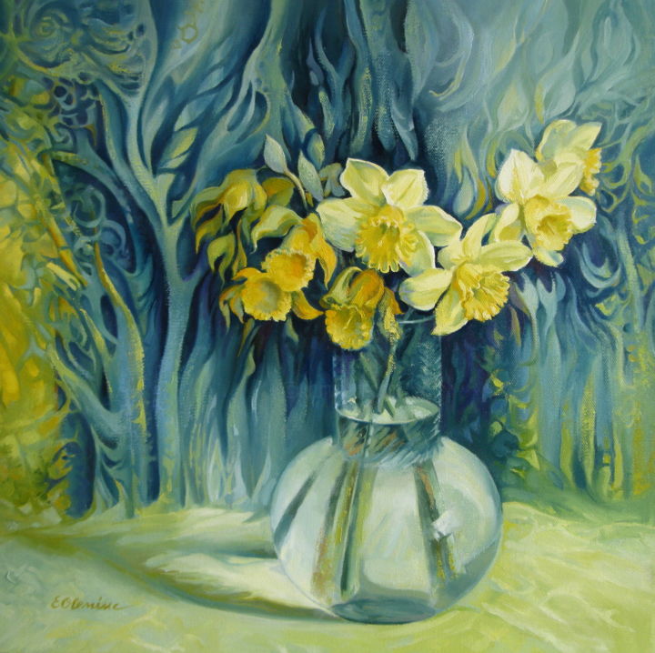 Pintura titulada "Daffodils season" por Elena Oleniuc, Obra de arte original, Oleo