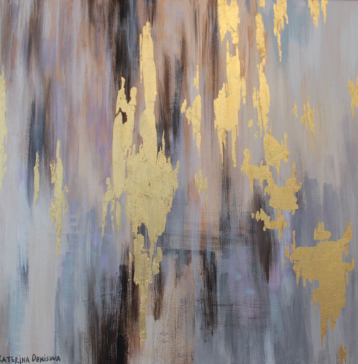 Painting titled "Golden rain" by Elena Resh, Original Artwork, Acrylic