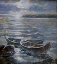 Peinture intitulée "Boats" par Elena Ringo, Œuvre d'art originale