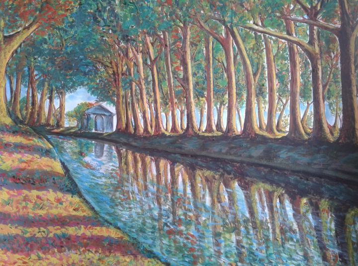 Картина под названием "Canal du Midi" - Elena Nesytova, Подлинное произведение искусства, Гуашь