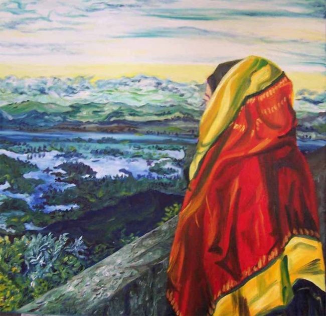 Painting titled "Observando" by Elena Rubert, Original Artwork