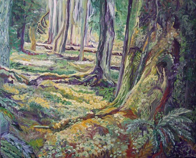 Painting titled "El bosque" by Elena Rubert, Original Artwork