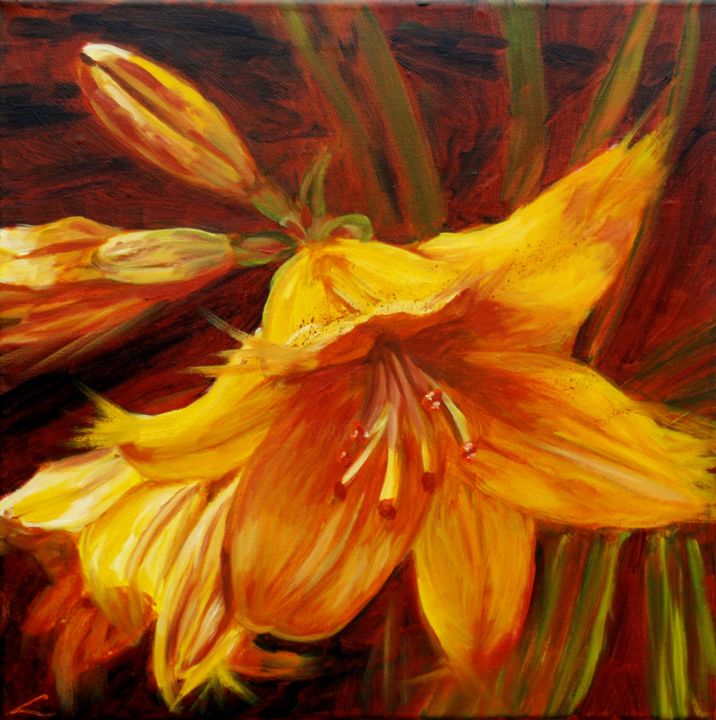 Schilderij getiteld "Lily" door Elena Sokolova, Origineel Kunstwerk, Olie