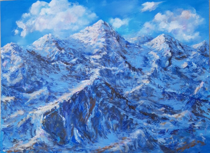 Painting titled "Magical mountains" by Elena Shchenina, Original Artwork, Oil