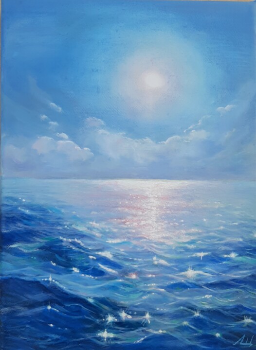 Peinture intitulée "Magic sea" par Elena Shchenina, Œuvre d'art originale, Huile
