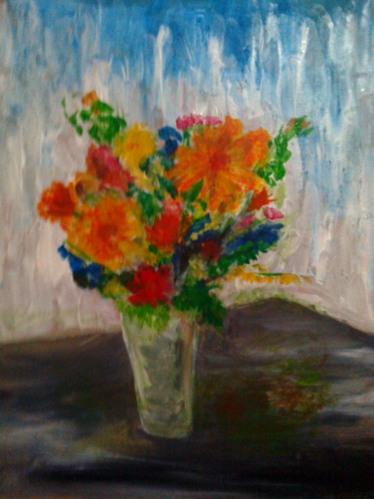 Painting titled "Цветы" by Elena, Original Artwork, Acrylic