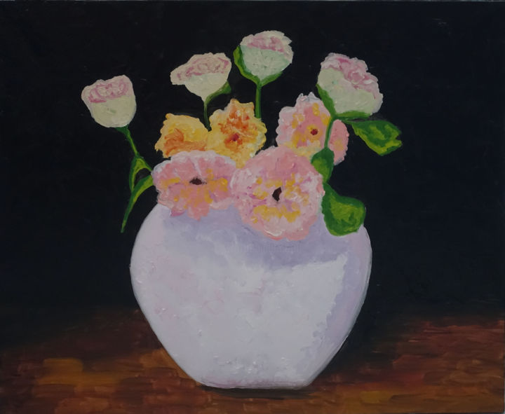 Картина под названием "Flowers" - Елена Воинова, Подлинное произведение искусства, Масло